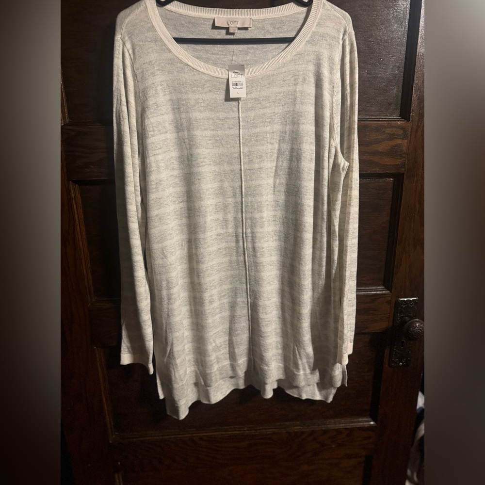 LOFT Ivory Knit Top, Size L, NWT